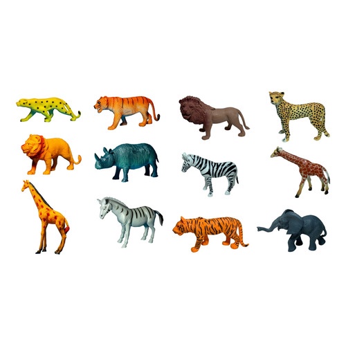 12 Animais Borracha Savana África Selvagem Zebra Elefante