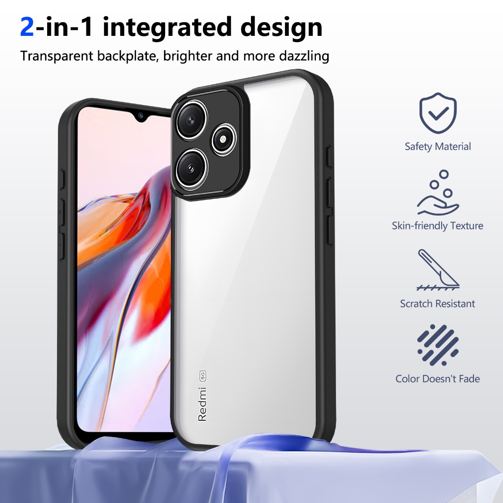 Para Xiaomi Redmi Note 17 Pro Max 5G 4G Note17 Capa Rígida Acrílica Traseira Fosca Transparente Borda De Silicone Macio