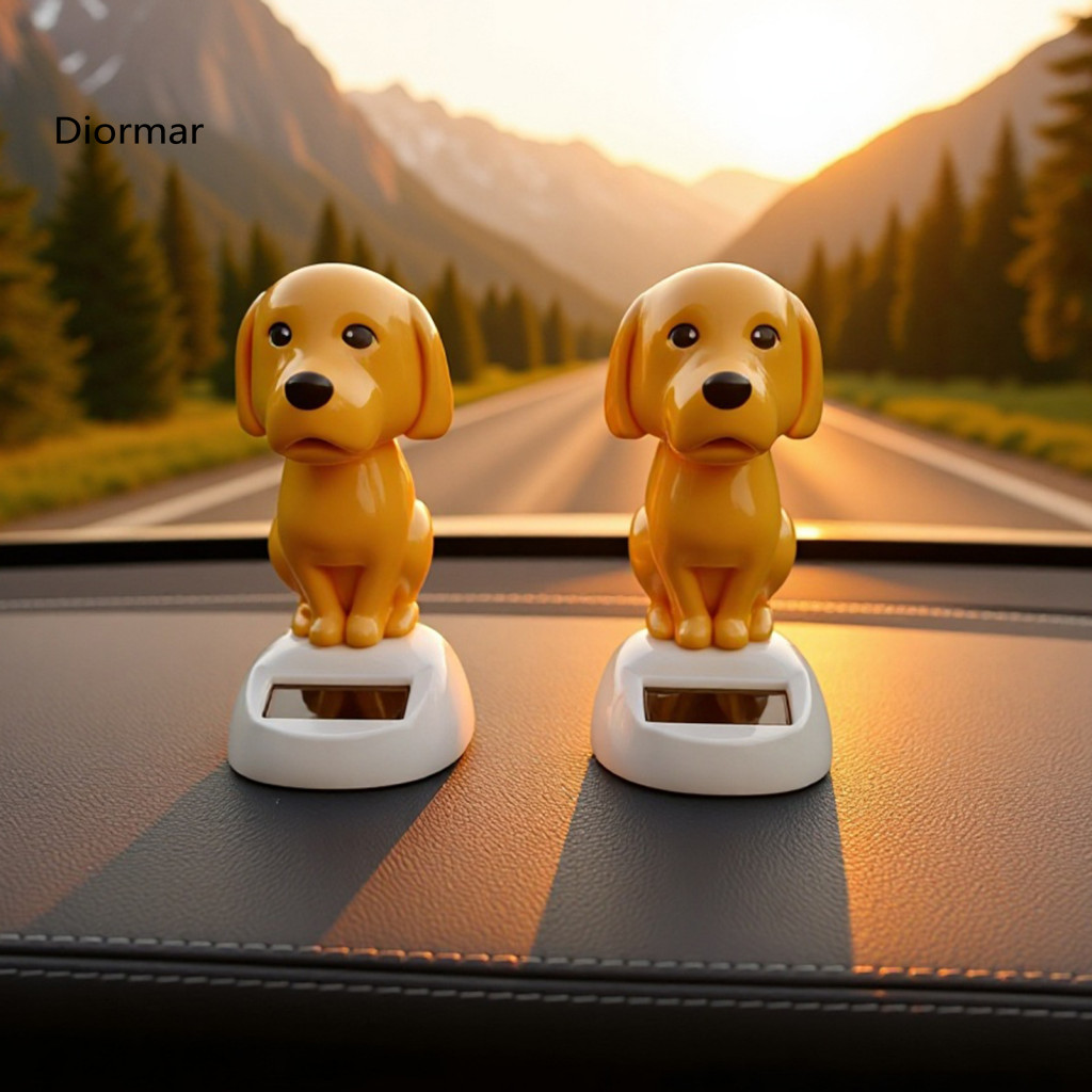 Sun Powered Car Ornament Solar Yellow Puppy Dashboard Toy – Cute Nodding Dog Swing Decor Office Desk Figurine Fun Kids