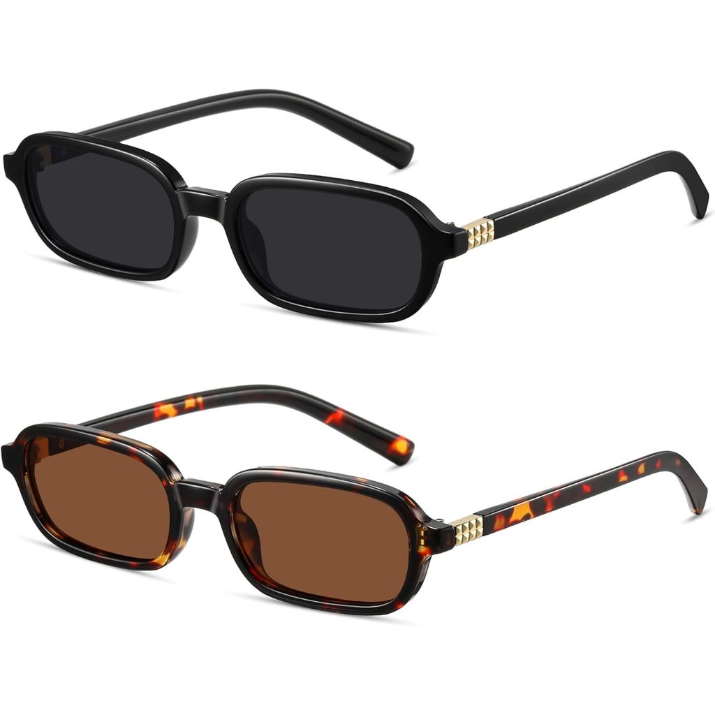 Retro Rectangle Sunglasses for Women Men Trendy Vintage Small Square Sun Glasses 90s Fashion Cute Sunnies CL010