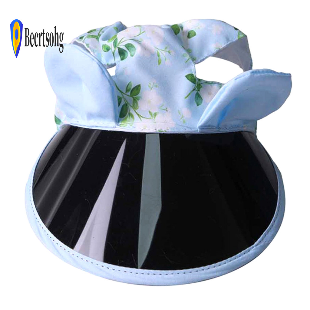 Outdoor Pet Sun Hat Visor for Cats Dogs Adjustable Wide Brim Summer Cap with Ear Holes Cute Floral Design Rabbit Ears fo
