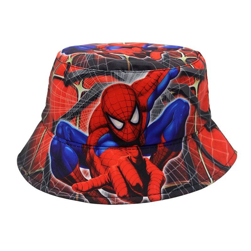 Children's Hat Cartoon Spider-Man Printed Bucket Hat Boys and Girls Kids Cute Travel Sun Sun-Proof Basin Hat S1Xn