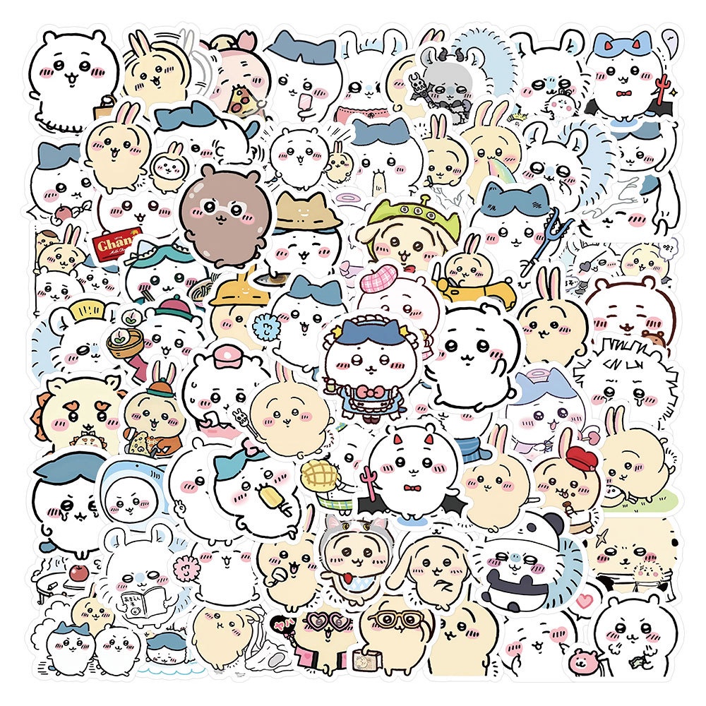 100PCS Ins Styles Cute Chiikawa Graffiti Stickers Para Capacete De Bicicleta Decalques De Lápis LanLanStickersWorld