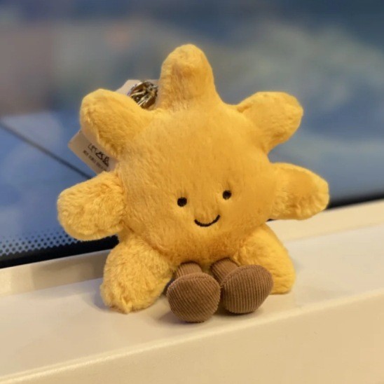 Fun sun pendant bag accessory, cute plush toy keychain figure
