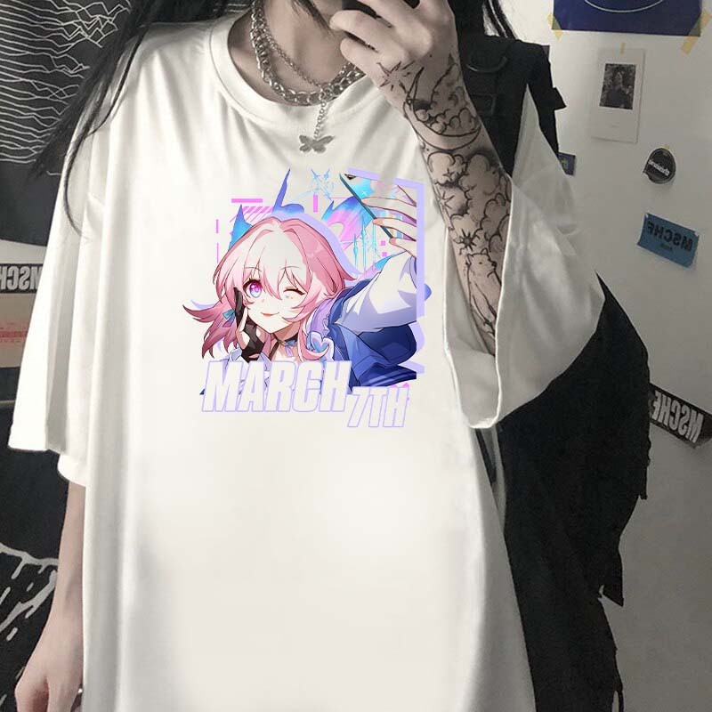 Camiseta Oversized Masculina Feminina T-shirt HONKAI STAR RAIL MARCH 7TH Game Geek anime Unissex