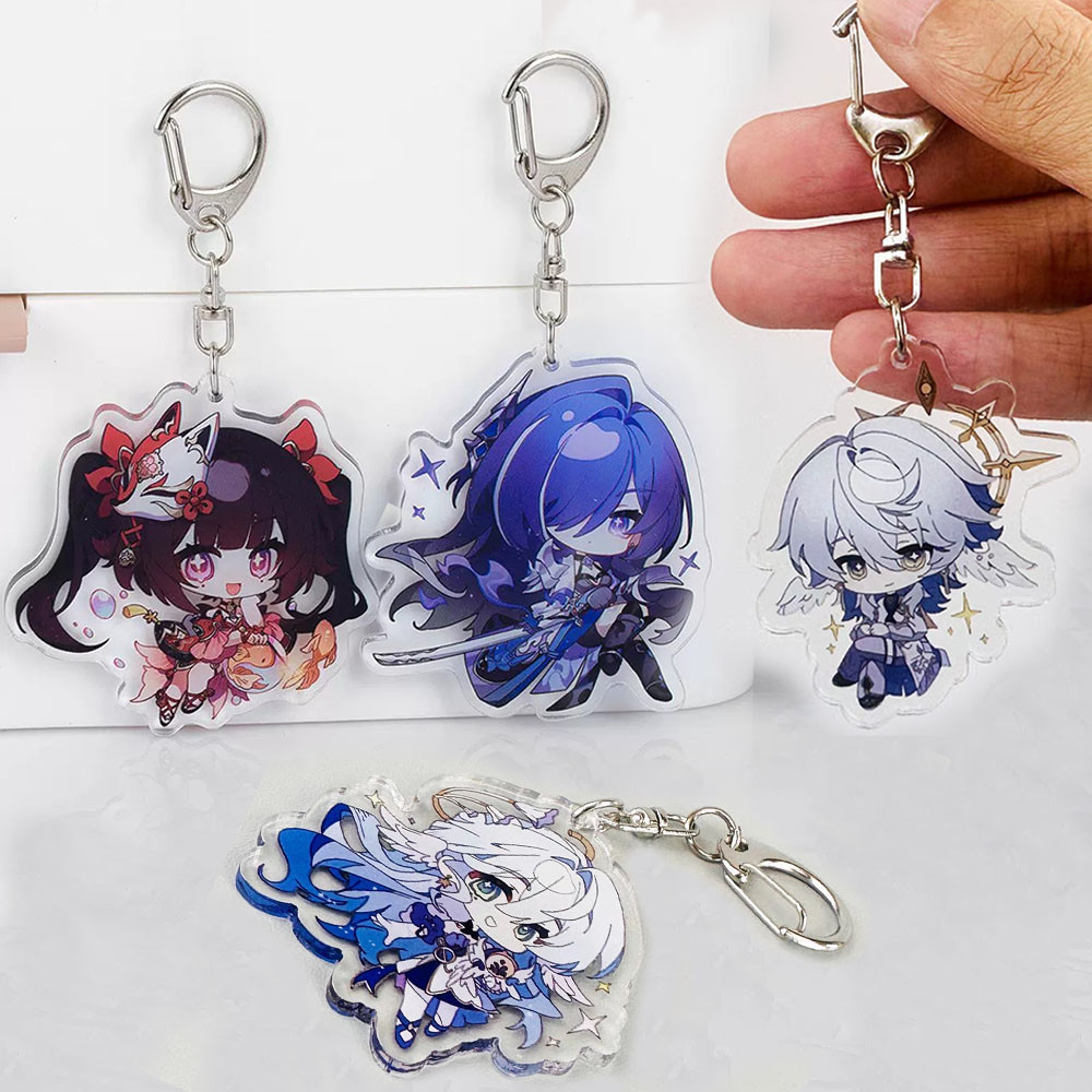 Anime Game Honkai : Chaveiros Star Rail Moda Lados Duplos Acheron Aventurine Figura Porta-Chaves Carro Presentes