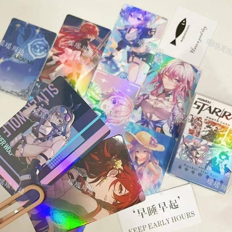 50 folhas/conjunto de jogos de Anime colapso: cartões de impressão dupla face Star Trail Danheng 07 de março Bronia Syl