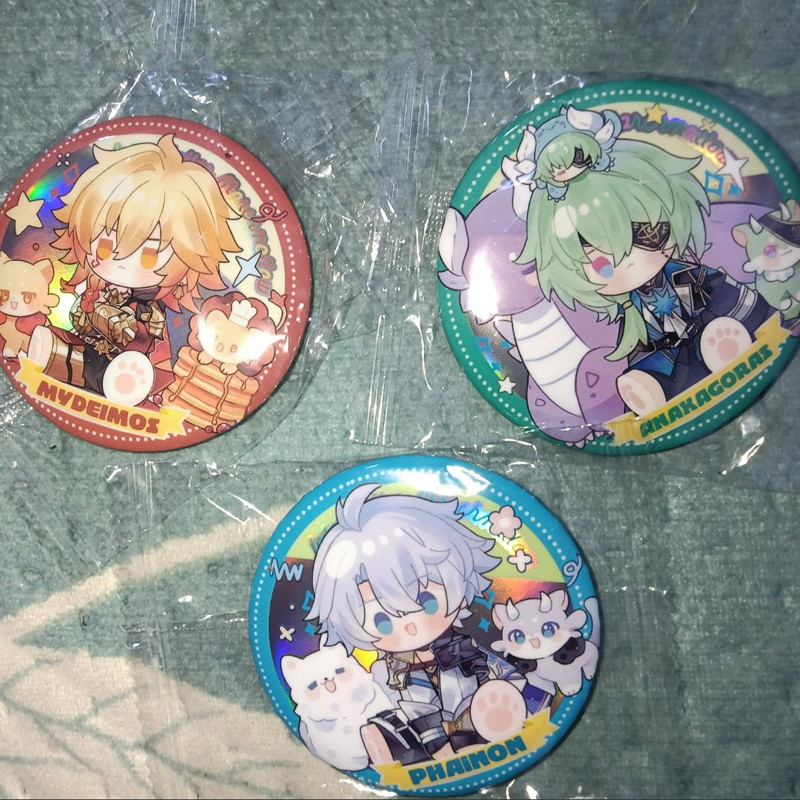 3 Pçs/Set Laser Badge Anime Game Honkai : Star Rail Mydei Phainon Anaxa Anaxagoras Pins Breastpin Cartoon Jóias Bolsa Mo