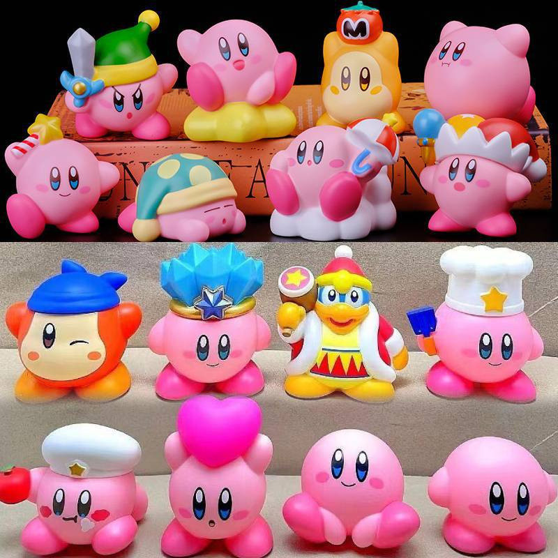 8Pcs/Set 5-8cm Japan Anime Game Star Kirby Waddle Dee Doo King Dede Popstar Figuras De Ação Em PVC Modelo De Bonecas De