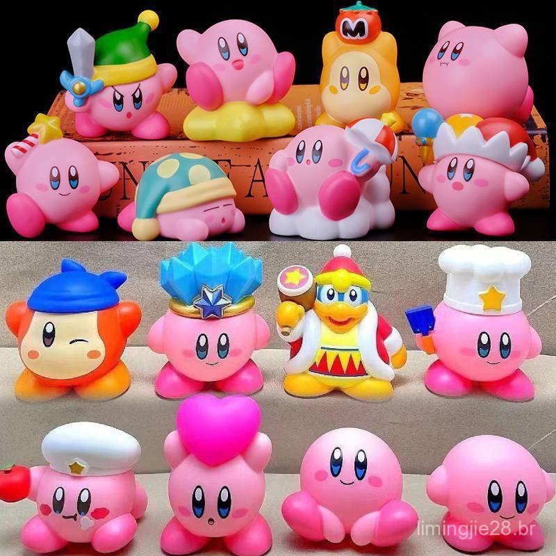 8Pcs/Set 5-8cm Japan Anime Game Star Kirby Waddle Dee Doo King Dede Popstar Figuras De Ação Em PVC Modelo De Bonecas De
