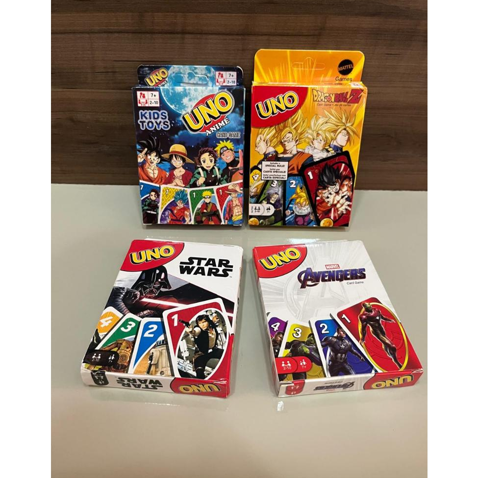 Jogo de Cartas UNO Baralho Uno Jovem Dragon Ball Anime Vingadores Star W
