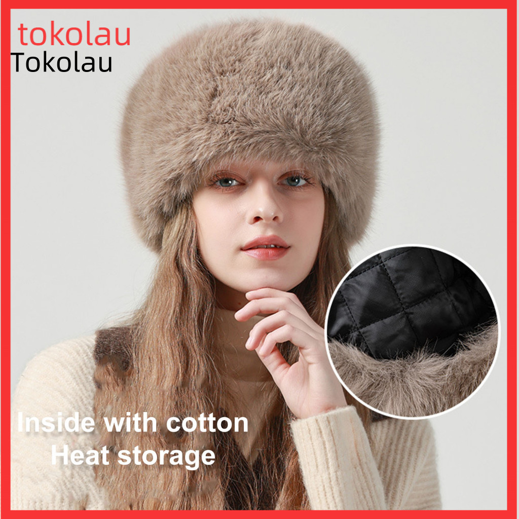 Winter Hat No Brim Women’s Faux Fur – Soft Thick Elastic Anti-slip Windproof Ear Protection Cap for Outdoor Hunting