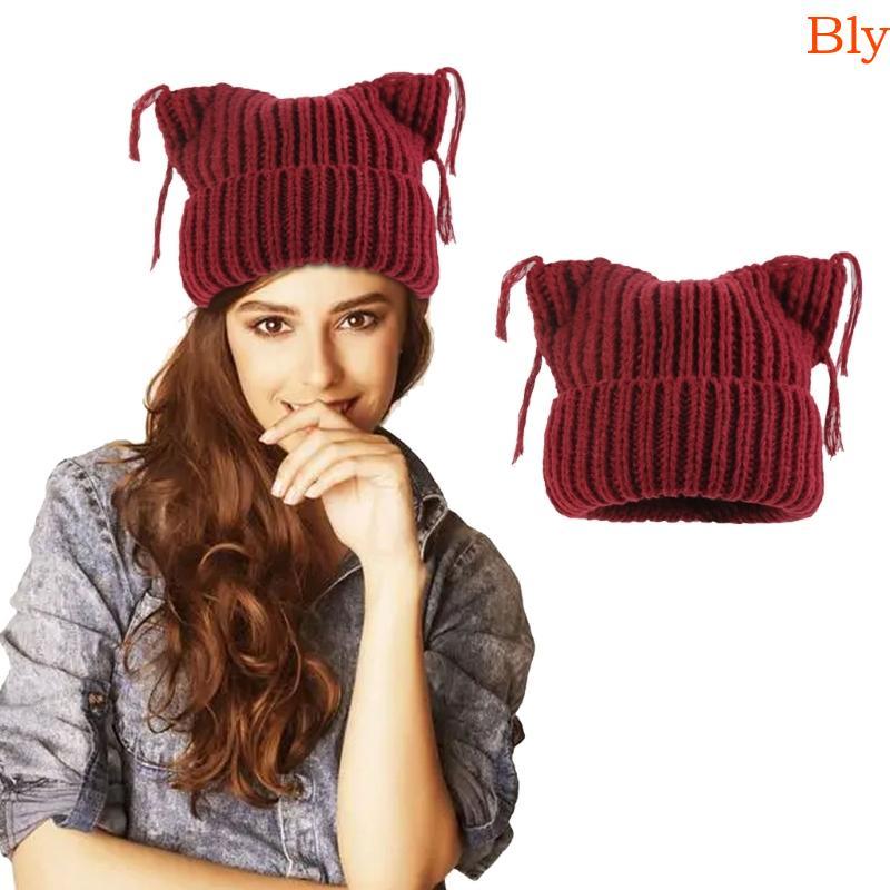 Bly Lovely Cats Ear Borlas Chapéu Inverno Quente Outono Ajustável Feminino Para E Adolescentes