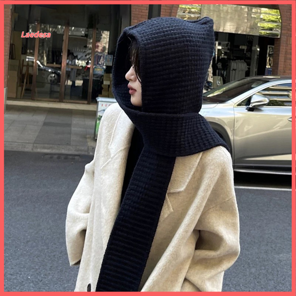 Cozy Winter Scarf Women Knit Windproof Hat with Thick Reversible Outdoor Cap for Ear Protection Wrapped Design Headwear