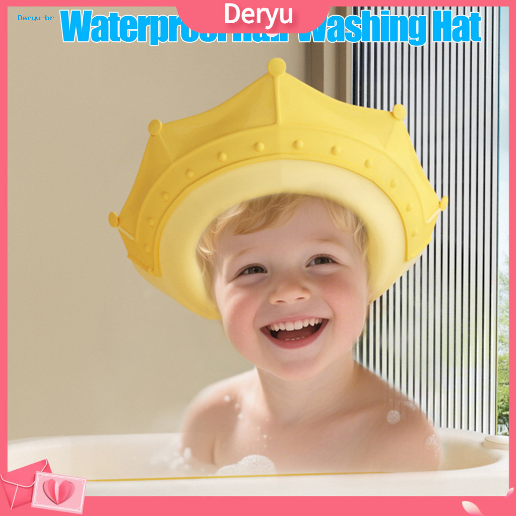 Adjustable Bath Visor for Kids Baby Shampoo Cap with Ear Protection Waterproof Hair Washing Shield Soft Bathing Hat for