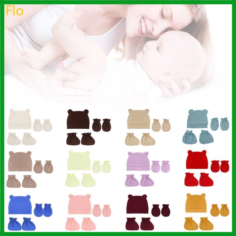 Flo Cute Ear Cap Mittens Meias Gorros Quentes Para Bebês Recém-Nascidos Criança