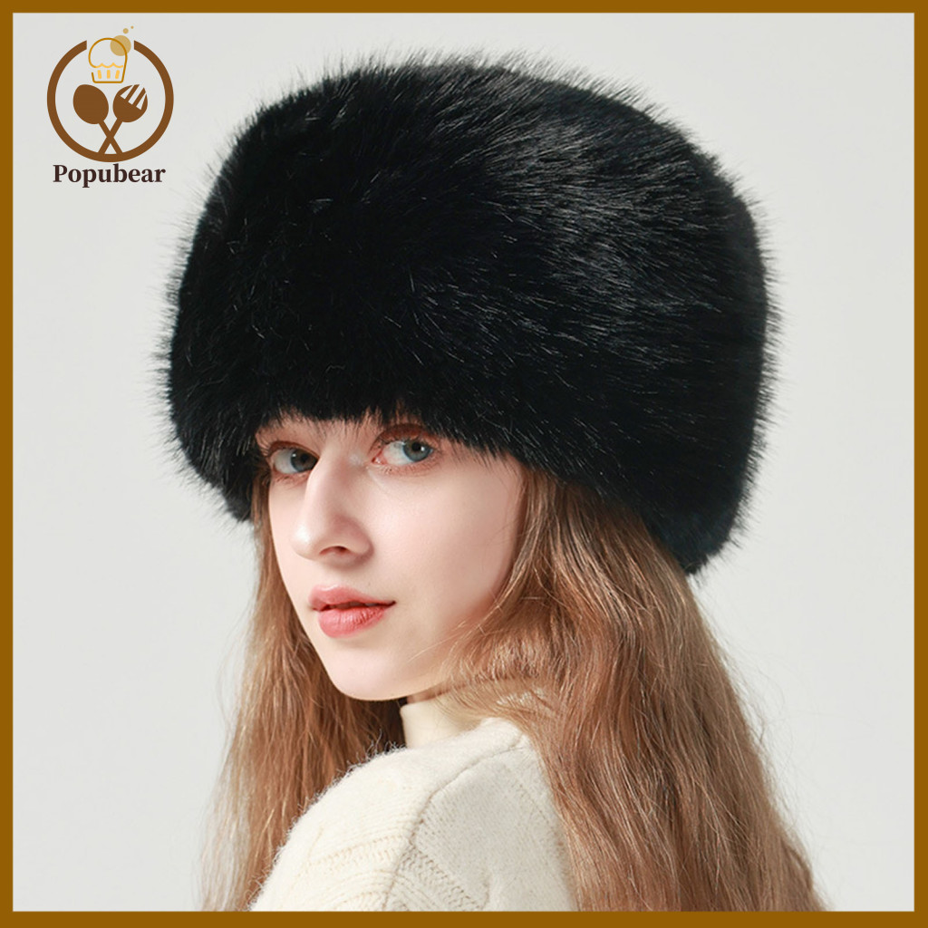 Soft Plush Hat Winter Women’s Faux Fur – Thick Elastic Anti-slip Windproof Ear Protection Cap for Outdoor Hunting an