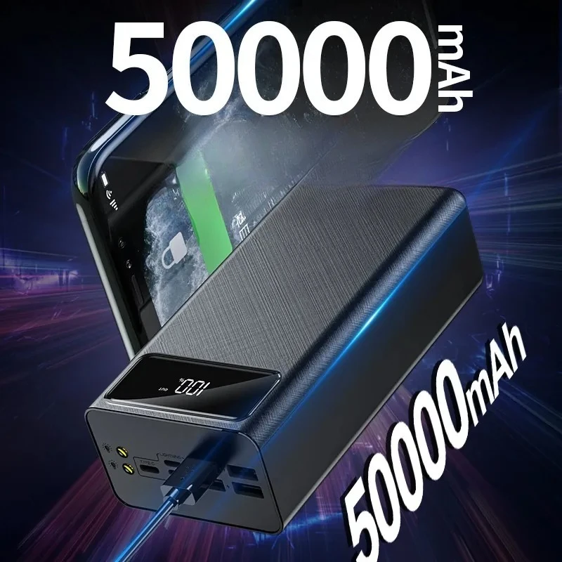 50000 mAh Portable Power Bank for iPhone Samsung Huawei Xiaomi Oppo Vivo OnePlus Google Pixel with Multiple USB Output Ports
