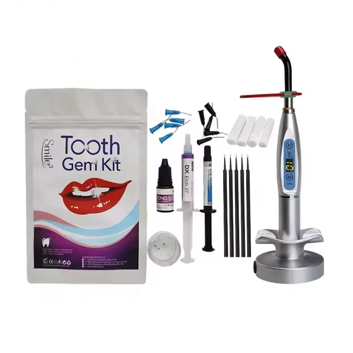 Professional DIY Tooth Gem Kit Teeth Decorations with 37% Acid Etching Gel Light Cure Adhesive Flowable Composite Crystal Jewelr