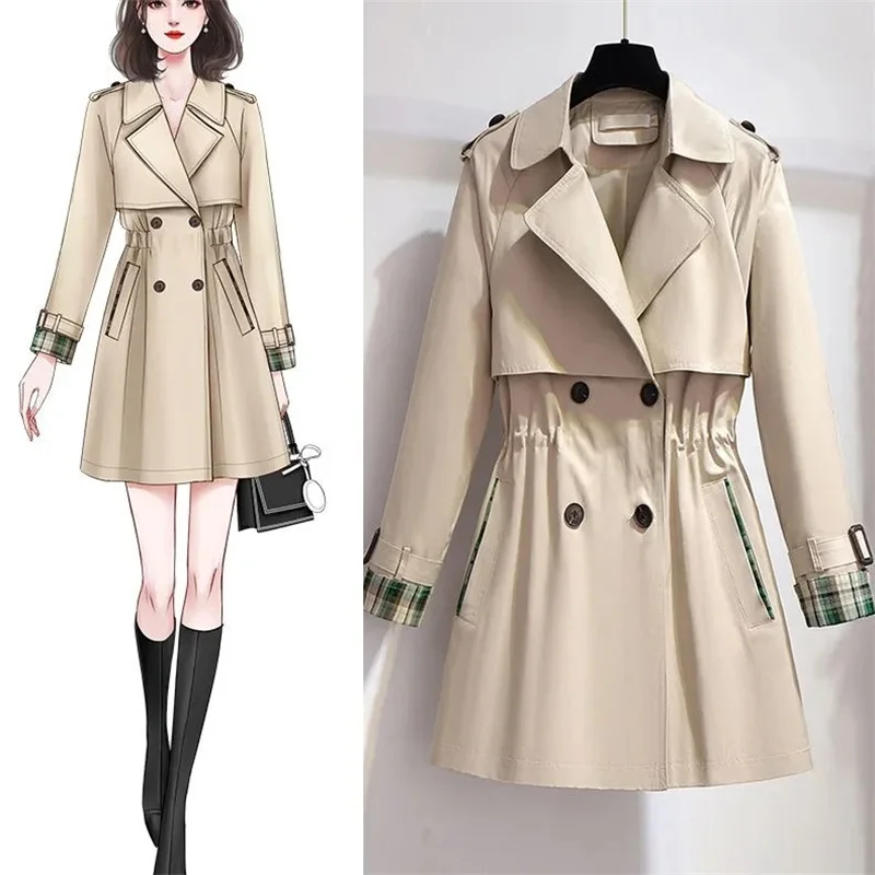Short Trench Coat Female Small Spring and Autumn Clothes 2025 New Popular Design Sense Temperament Wear With Medium Length Coat