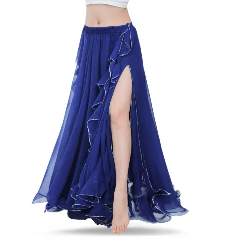Chiffon Double High Slits Oriental Belly Dance Skirts For Women (Without Belt) Belly Dance Costume Accessoires Skirt
