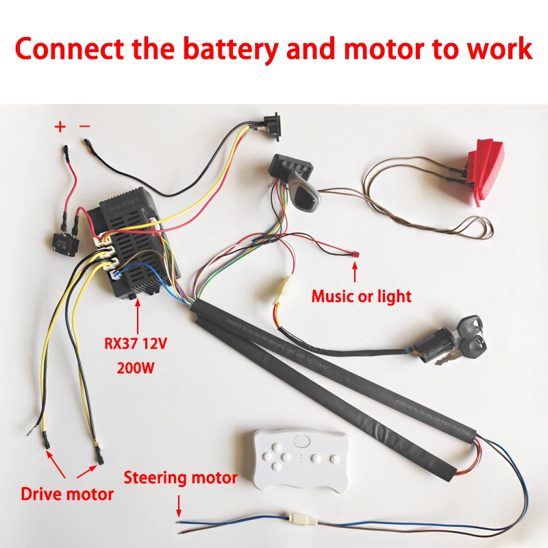 12V 24V High Power DIY Self-Made Modified Children's Electric Ride on Car Switch Remote Control Receiver Wires Harness Set Kit