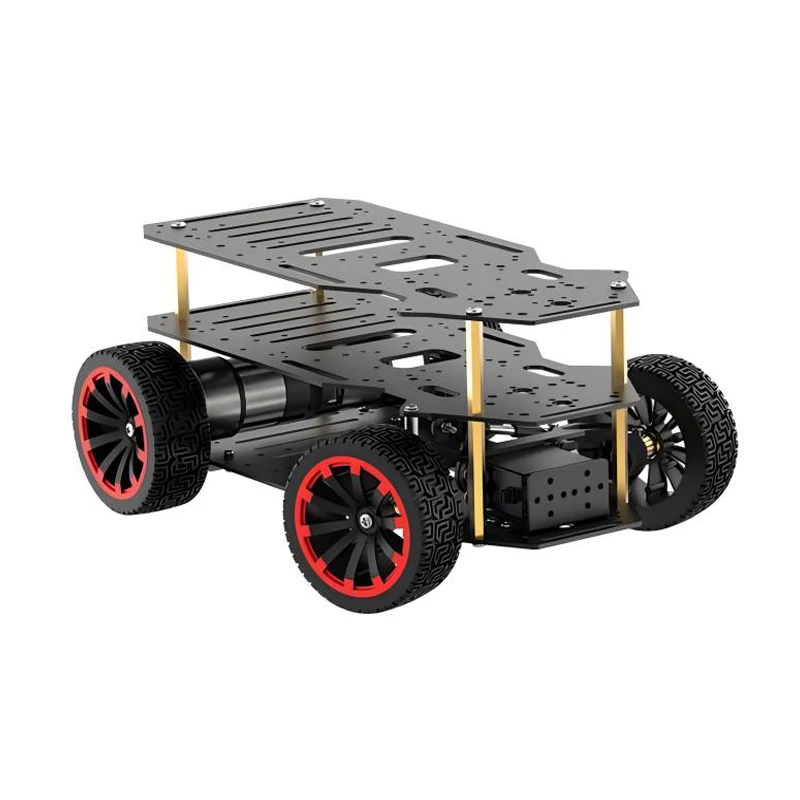 5KG Load 4WD Robot Car Metal Ackerman RC Chassis with Dual Encoder Motor Front Wheel Servo Steering Programmable Robot DIY Kit