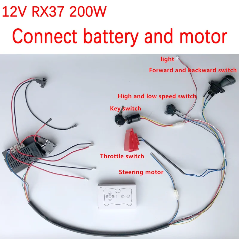 6V 12V 24V DIY Self-Made Children's Electric Ride on Car Wires Harness Switch 2.4G Remote Control Smooth Start Controller Kit