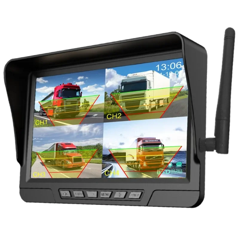 Wireless solar truck driving recorder, double recording three recording night vision high definition reversing image