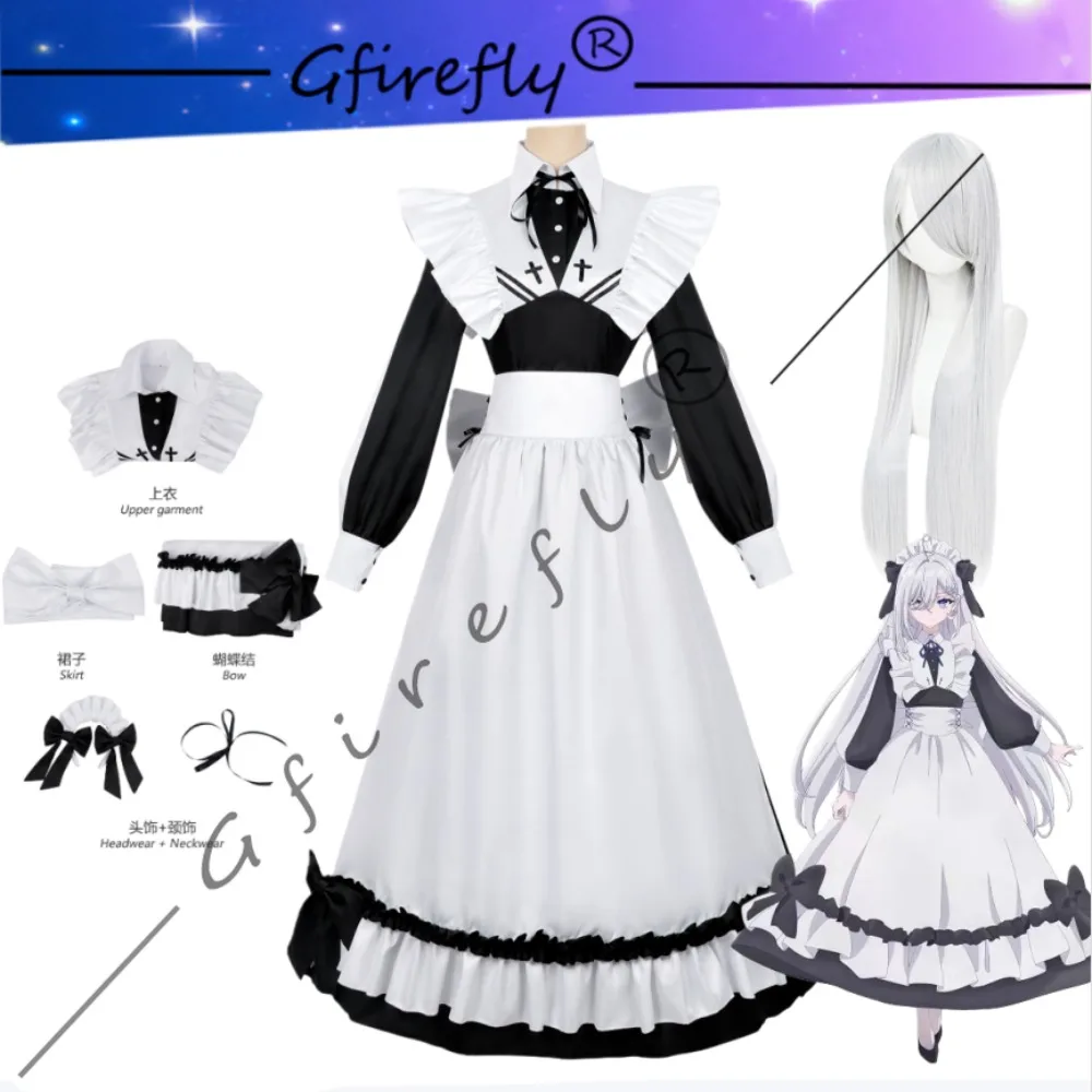 Playing Death Games To Put Food on The Table Sorimachi Yuki Cosplay Costume Black and White Maid Dress Accessories Wig Halloween