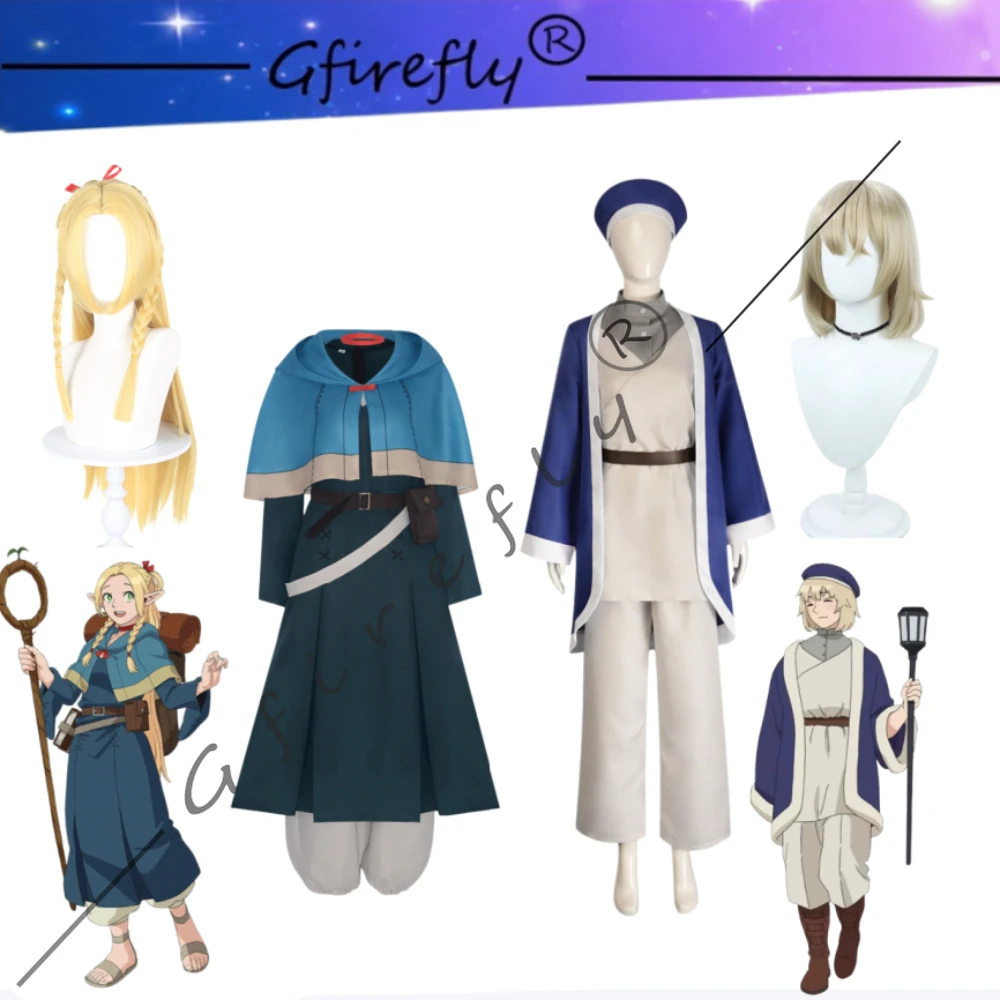 Dungeon Meshi Marcille Falin Same Style Cosplay Costume Wig Accessories Full Set for Carnival Party Halloween Comic Con Outfit