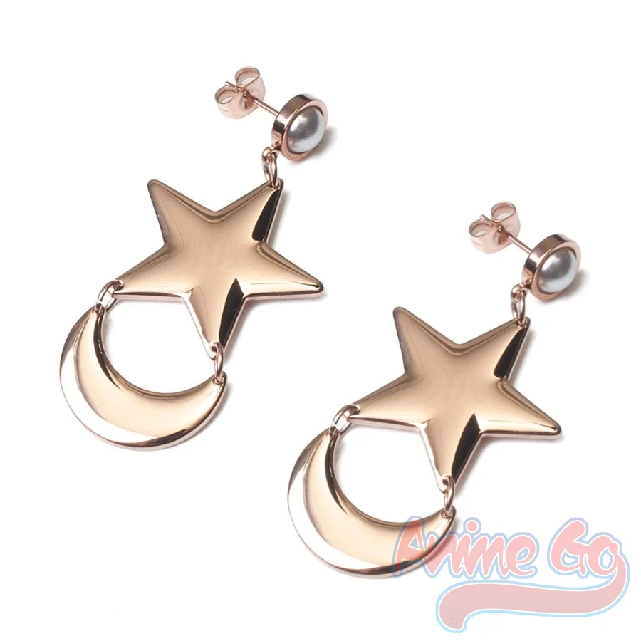 Anime Sailor Usagi Tsukino Cosplay Earrings Star and Moon Crystal Eardrop