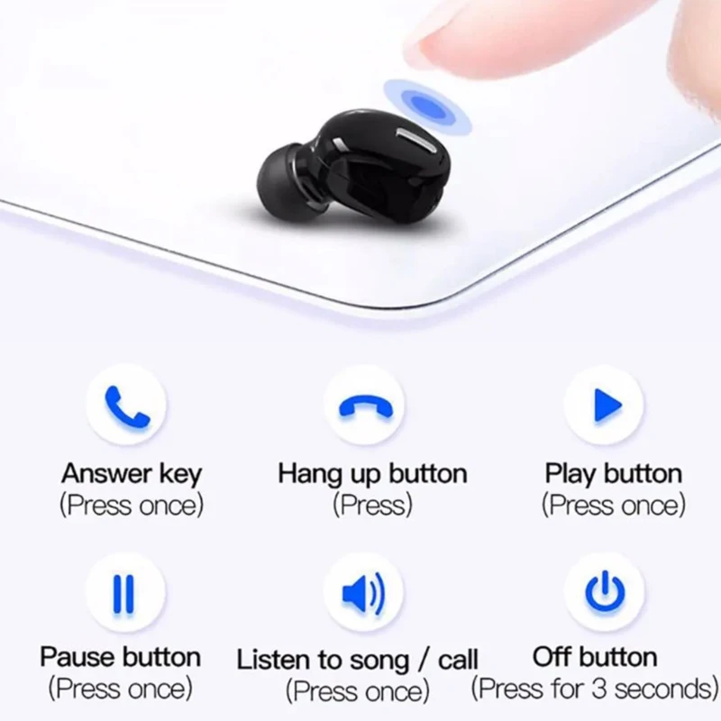 1Pc Wireless Bluetooth-compatible 5.0 Earphone In Ear Sport With Handsfree Headset All Phone Headphones
