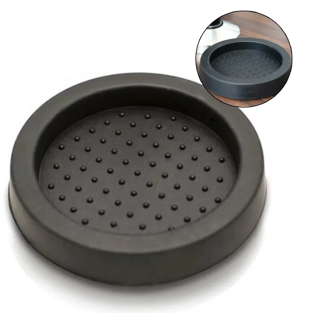 Espresso Coffee Round Tamping/Tamper Pad/Holder BLACK Food Grade Silicone Mat Coffee Maker Milk Cup Dosing Ring Non-slip base