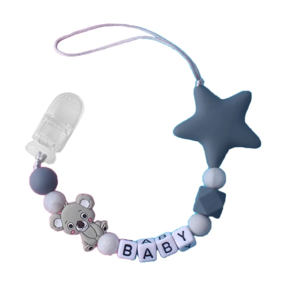Personalized Name Baby Pacifier Chain Clips Animal Silicone Soother Chain Dummy Holder Baby Shower Gift