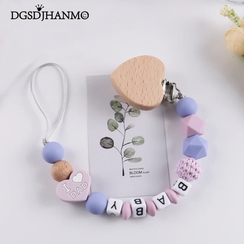 Baby Anti-drop Chain Pacifier Clips Silicone Beads Infant Nipple Appease Soother Chain Clip Dummy Holder Free Personalized Name