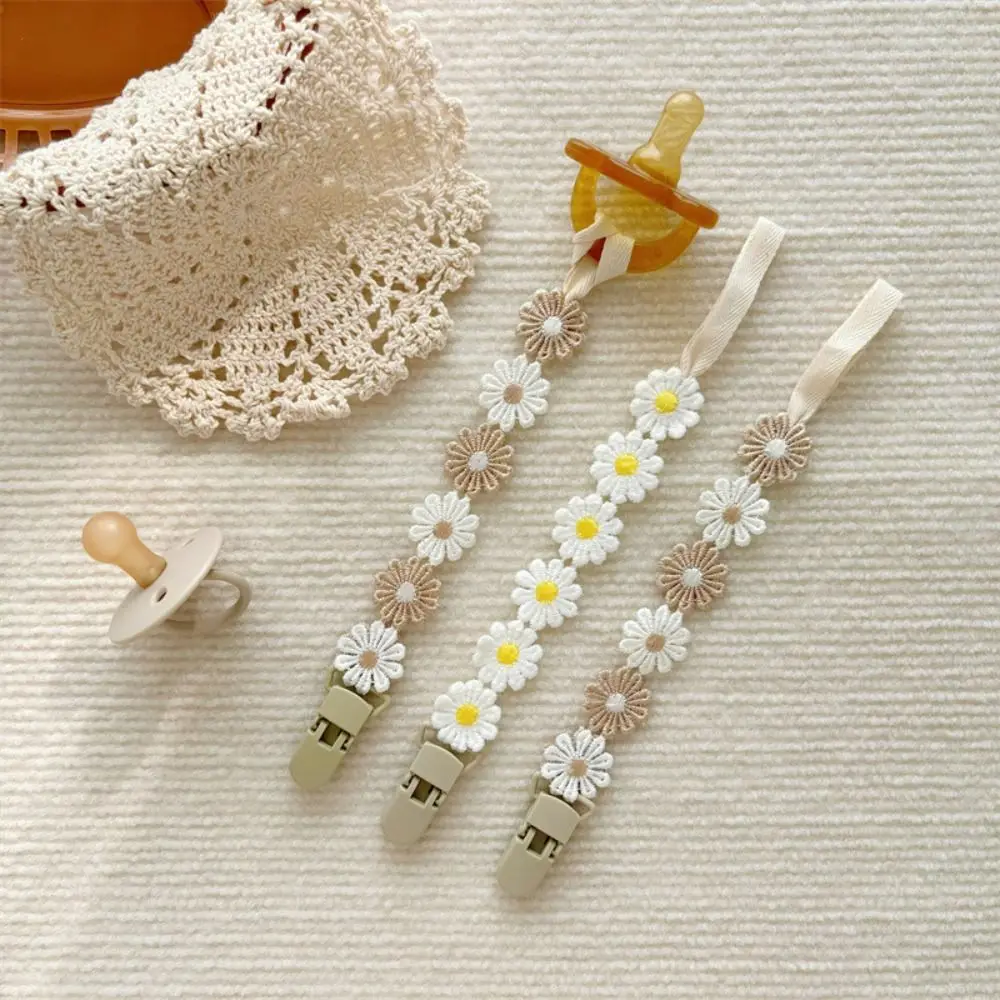 Cute Daisy Baby Pacifier Chain Flower Adjustable Soother Holder Teether Toys Straps Dummy Clips Nipple Holder Clips Baby