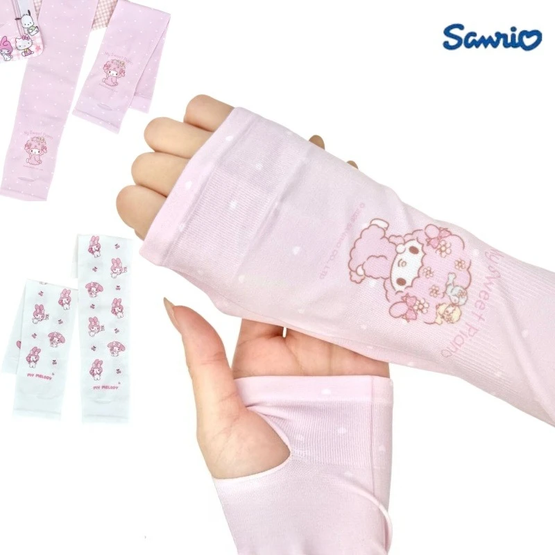 Sanrio Authorized Summer Cartoon Ice Silk Sunscreen Sleeves Cartoon Anime Cute Women's Summer UV Protection Arm Sleeves