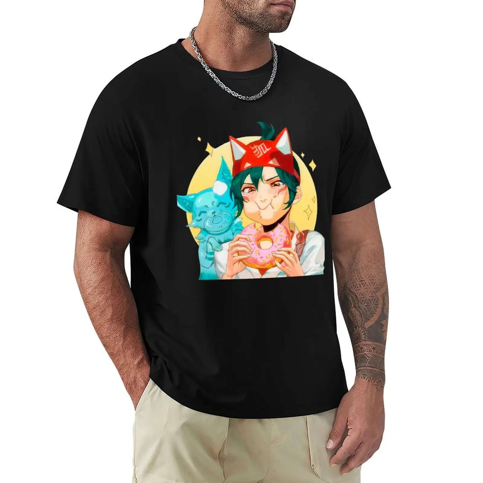 cute kiriko T-Shirt Basic Plain Short Sleeve Crew Neck Tee