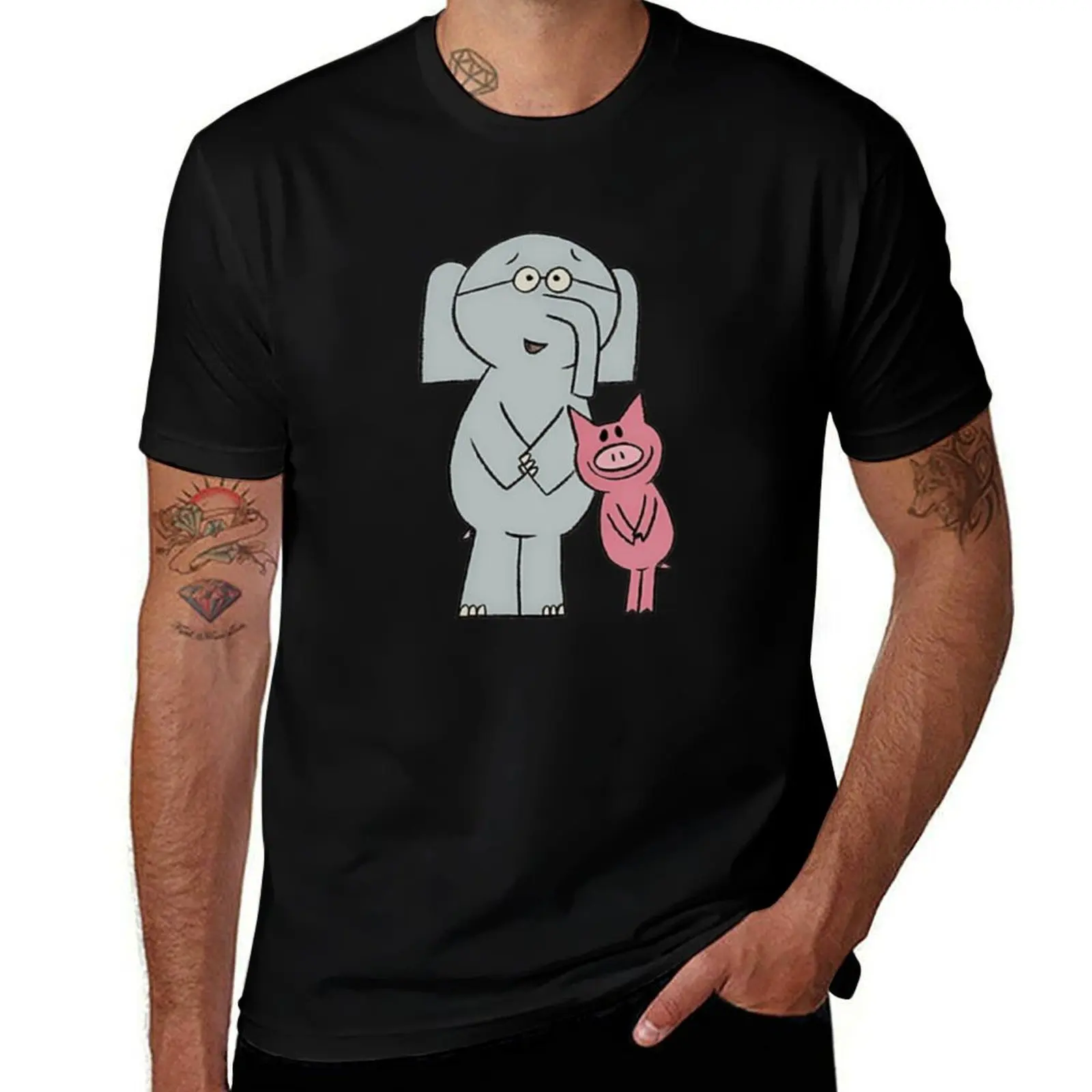 Elephant and Piggie - Gerald and Piggie Cute T-Shirt Outdoor Work Short Sleeve Top T-Shirt