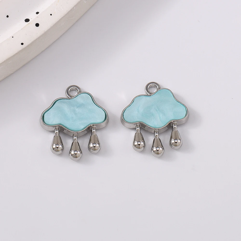 5pcs Cute Gemstone Cloud Raindrop Charms Pendants for Necklace Earrings Bracelet DIY Handmade Jewelry Accessories