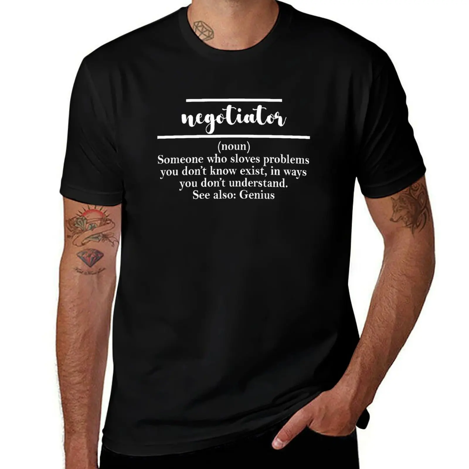 negotiator funny cute difenition T-Shirt Regular Fit Plain Tee Shirt