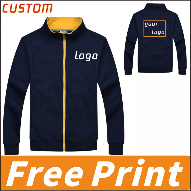 Fashionable Stand Up Collar Zipper Sweatshirt Jacket, Men's and Women's Cardigan Jacket, Printed Logo Embroidery Logo
