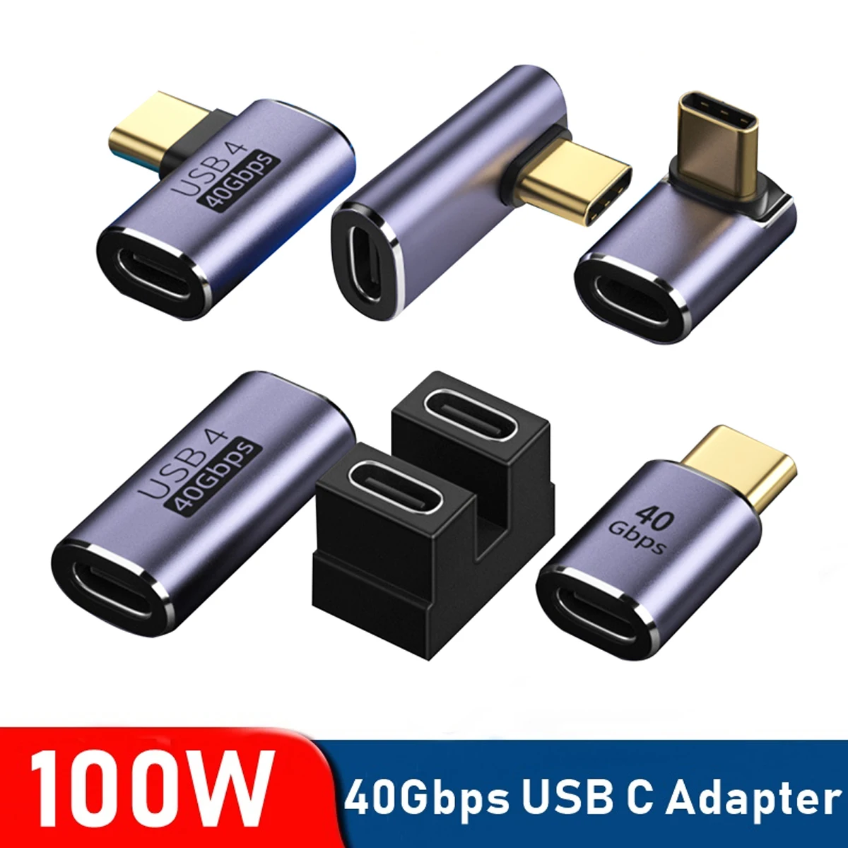 USB 4.0 Type C Adapter OTG 40Gbps Fast Data Transfer Tablet 100W Thunderbolt3 USB-C Charging Converter For Phone Macbook Air Pro