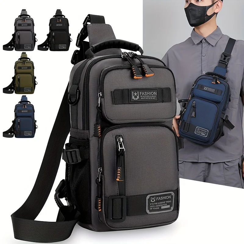 Men's Chest Bag Multifunctional Molle Waist Pack Travel Lightweight Handbag Outdoor Hiking Cycling Crossbody Bag Large Rig Pouch