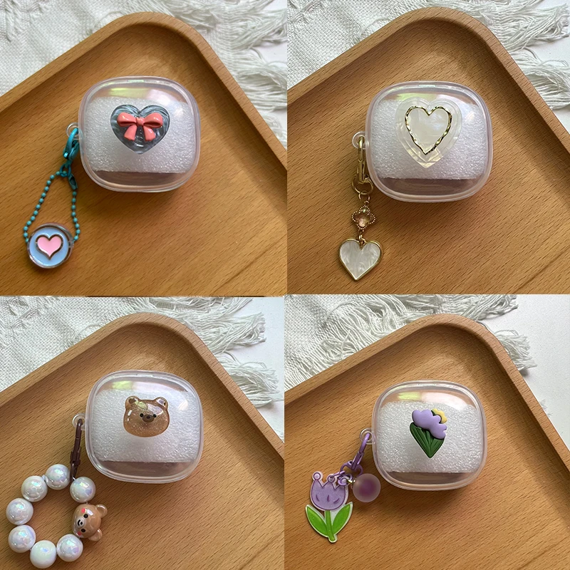 For QCY HT05 Case Cartoon Transparent TPU Earphones Cover For QCY Melobuds ANC HT05 QCY T13 Headphone Accessories box