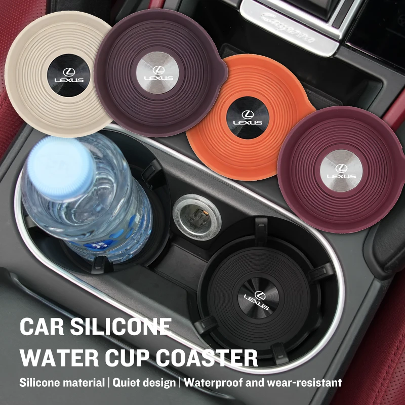 2Pcs Car Silicone Coaster Console Drink Pad Water Cup Mat Accessories For Lexus CT ES GS NX IS250 CT200h IS300h ES300h RX400h NX