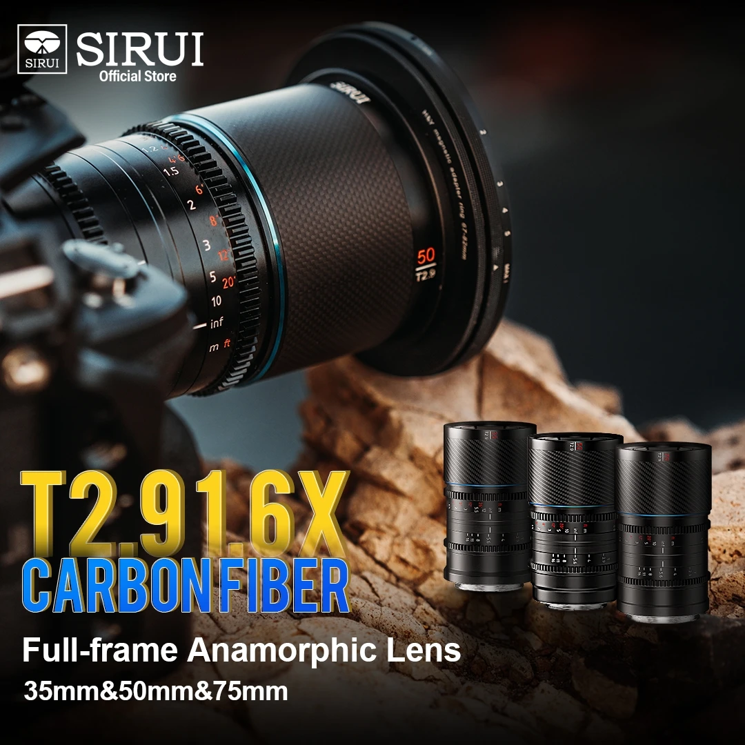 SIRUI Saturn T2.9 1.6X Full-frame Anamorphic Lens 35mm 50mm 75mm Carbon Fiber Cine Lens For SONY E, DL/RF/X/Z/L Mount Cameras