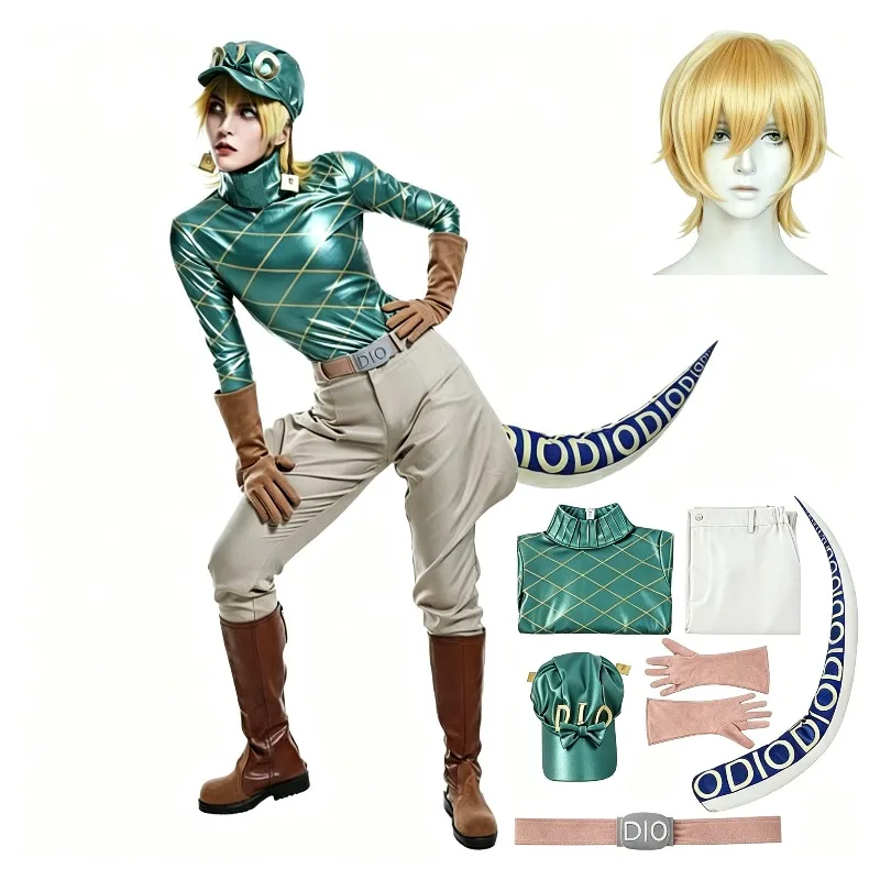 Anime Steel Ball Run JoJo's Bizarre Adventure Diego Brando Cosplay Costume Wig Dio Outfit Hat Tail Gloves Belt For Men Halloween