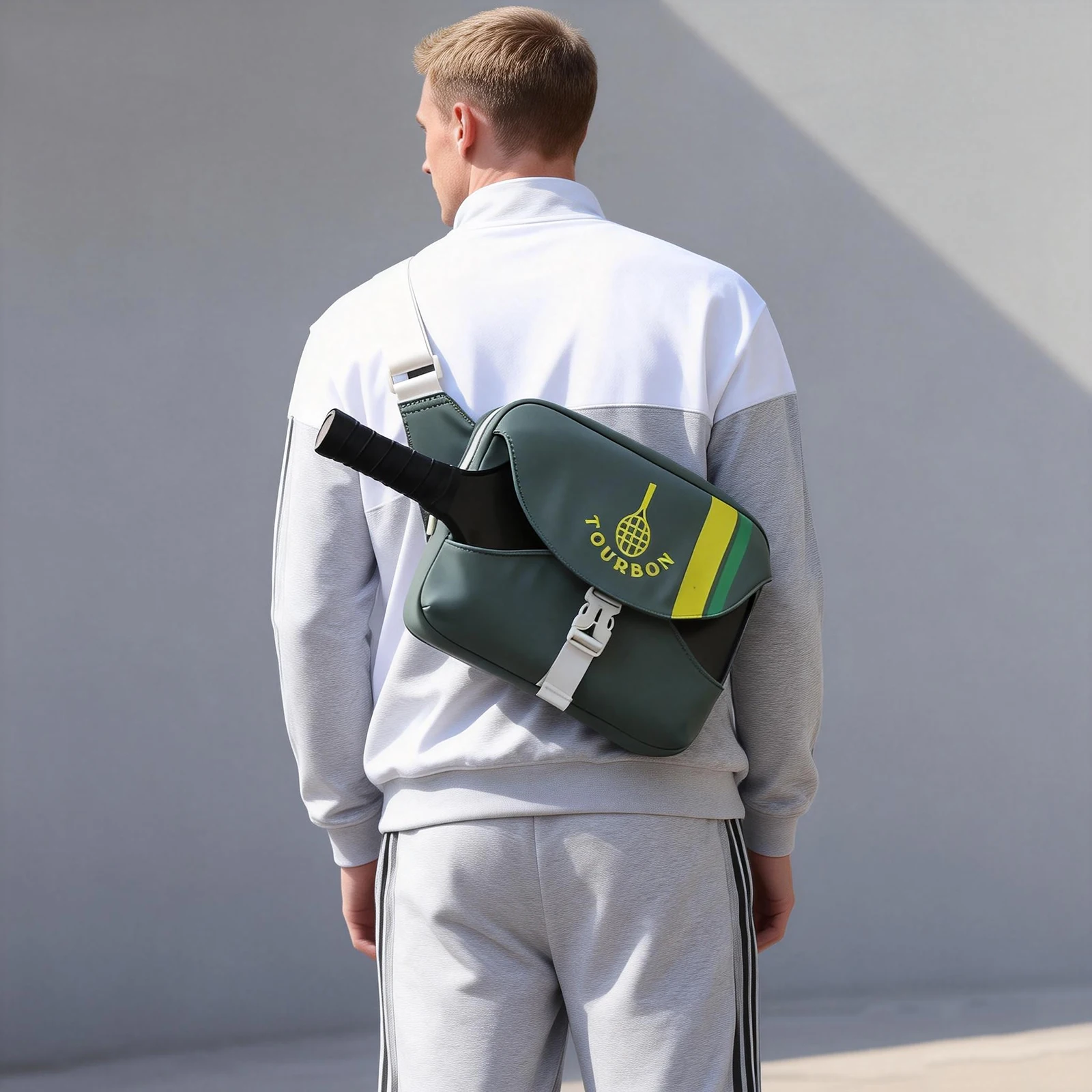 Tourbon Pickleball Shoulder Bag Sports Crossbody Bag Nylon Light Weight with Adjustable Strap Green Outdoors